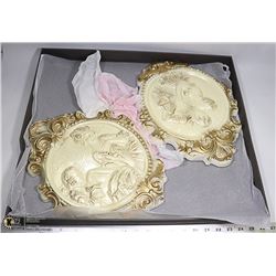 SET OF 2 VICTORIAN PLAQUES CHALKWARE