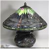 Image 1 : DRAGONFLY STAINGLASS LAMP, 16" TALL X 17" DIAMETER