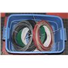 Image 1 : BLUE BIN WITH COILS OF PLASTIC COATED CABLES AND