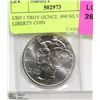Image 1 : 1 TROY OUNCE .999 SILVER LIBERTY COIN