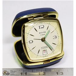 WEST GERMAN 2 JEWEL SOLAR ALARM CLOCK TRAVEL
