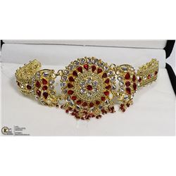 ORNATE ESTATE RHINESTONE RUBY COLOR BRACELET