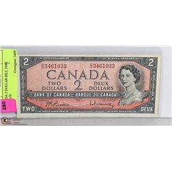 1954 CANADA 2 DOLLAR BILL