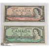 Image 1 : 1954 CANADIAN $1 BILL & $2 BILL