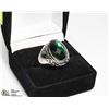Image 1 : NEW MEN'S RING WITH GREEN STONE -SIZE 10 -