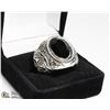 Image 1 : NEW MEN'S RING WITH BLACK STONE - SIZE 8 -