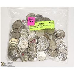 BAG OF CANADIAN & US COINS, MIXTURE OF STATE