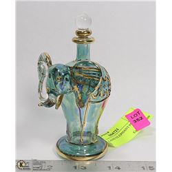 GREEN GLASS ELEPHANT PERFUME BOTTLE