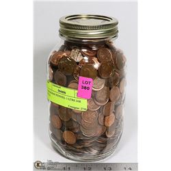 CANADIAN PENNIES- 1 LITRE JAR FULL