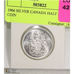 1966 SILVER CANADA HALF DOLLAR COIN