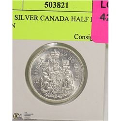 1963 SILVER CANADA HALF DOLLAR COIN