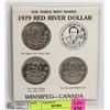 Image 1 : DISPLAY  WITH THREE 1979 RED RIVER DOLLARS