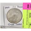 Image 1 : 1922 U.S. PEACE SILVER DOLLAR