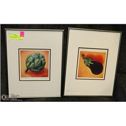 PAIR OF FRAMED "ARTICHOKE & EGG PLANT" SIGNED