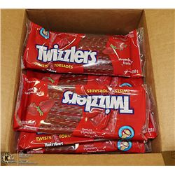 CASE WITH 24 250G BAGS OF TWIZZLER TWISTS