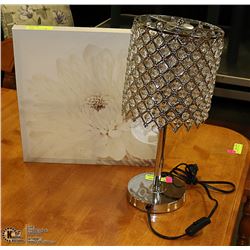SHOWHOME CHROME TABLE LAMP WITH CANVAS