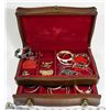Image 1 : WOOD JEWELLERY BOX WITH CONTENTS
