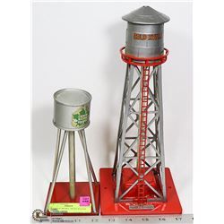 2 VINTAGE MODEL TRAIN WATER TOWERS