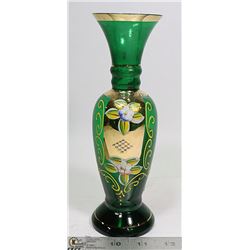 GREEN VENITIAN VASE  8.5" TALL