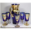 Image 1 : 6PC COBALT BLUE VENETIAN MURANO GLASS SET