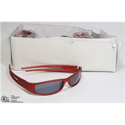 BOX OF DESIGNER SUNGLASSES - RED, WITH 100% UV