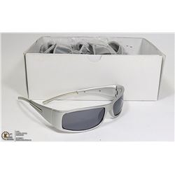 BOX OF DESIGNER SUNGLASSES - SILVER WITH SMOKE