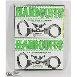 2 PAIRS OF HANDCUFFS WITH 2 DELUXE KEYS AND RING