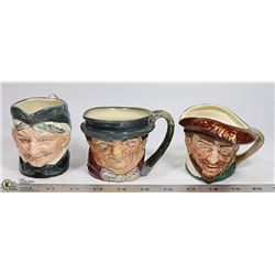 THREE ROYAL DOULTON 3" CHARACTER JUGS:  "SIR