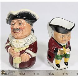 TWO SMALL CHARACTER JUGS:   1.  ROYAL DOULTON "THE
