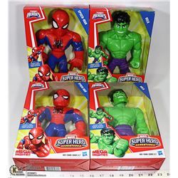 LOT OF 4 PLAY SCHOOL HEROES, 2 SPIDER MAN &