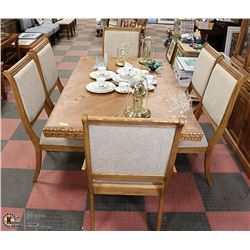 OAK DINING TABLE WITH 6 CHAIRS & LEAF- 66" X 42" X