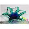 Image 1 : GREEN / BLUE ART GLASS BOWL  9" ACCROSS