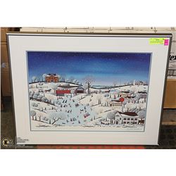 WINTER SCENE FRAMED PRINT SIGNED NOBUO WATANABUS