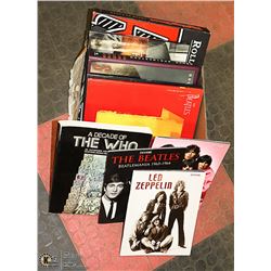 BOX OF ROCK MUSIC BOOKS AND SHEET MUSIC