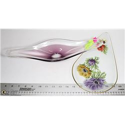 ART GLASS PLATE & STRETCHED BOWL (PURPLE)