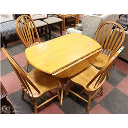 OAK DROP SIDE ROUND KITCHEN TABLE WITH 4 ARROW