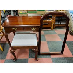 TABLE, BENCH SEAT & WALL MIRROR