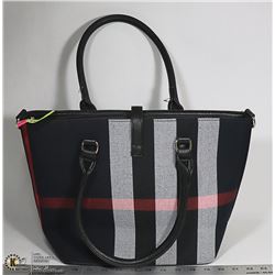 NEW 2 IN 1 BLACK, RED & GREY PLAID PURSE, COMES