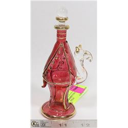 CAMEL CRANBERRY COLOR GLASS PERFUME BOTTLE