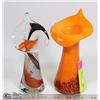 Image 1 : PAIR ORANGEISH TULIP DESIGN VASES