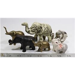 6 X LUCKY ELEPHANTS STATUES NOSE UP VERSIONS