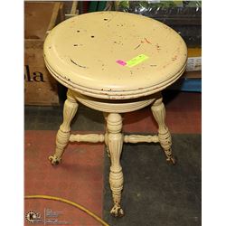 1910'S CLAW GLASS BOTTOMS LEGS PIANO STOOL