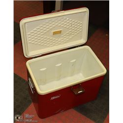 1960'S COLEMAN METAL RED COOLER