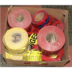 BOX OF ASSORTED  WARNING TAPES