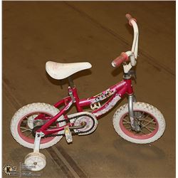 GIRLS PRINCESS BIKE WITH TRAINING WHEELS