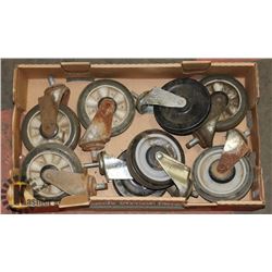 LOT OF 8 CASTORS / CART WHEELS
