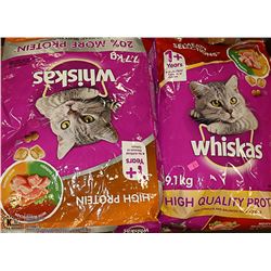 SIX ASSORTED BAGS OF WHISKAS CAT FOOD