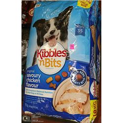 THREE 18KG BAGS OF KIBBLES AND BITS ORIGINAL