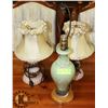 Image 1 : TABLE LAMPS - 2PCS OF PINK GLASS W/SHADES