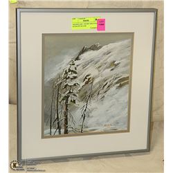FRAMED ART- SNOWY MOUNTAIN SCENE BY KULAK